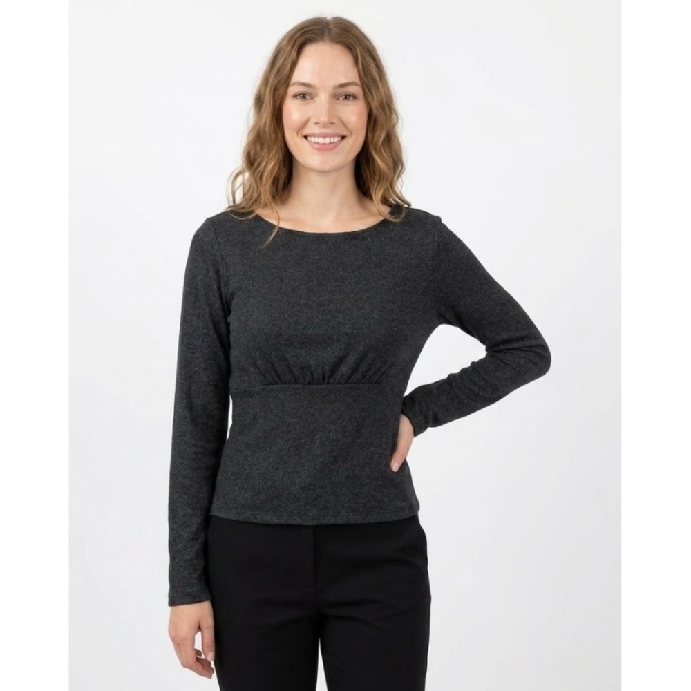 New Banana Republic Black Metallic Stretch Cut Out Back Knit Top Large
